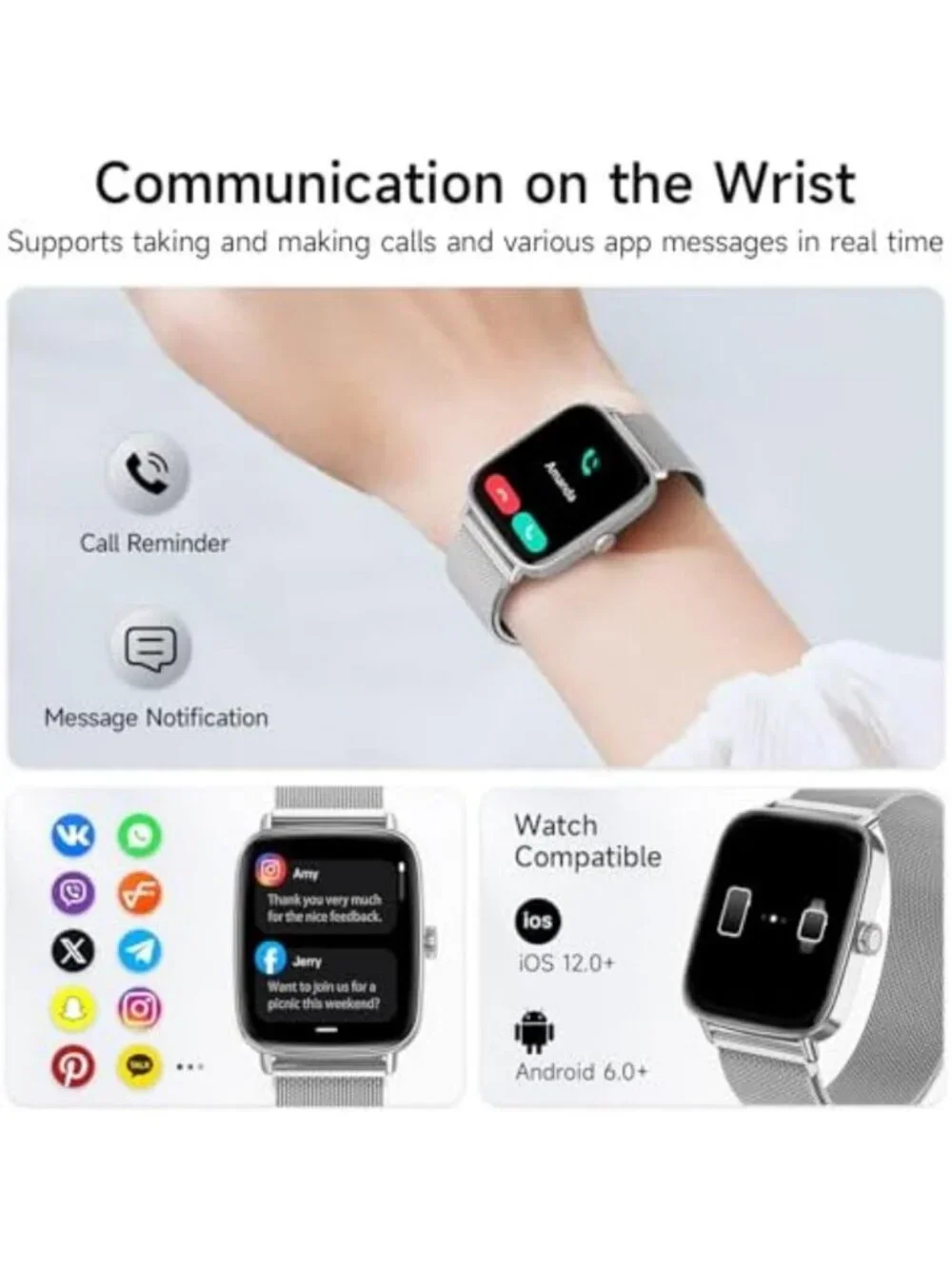 HD Smartwatch for Men & Women, 1.85